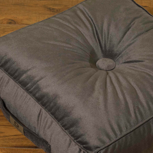 Pouf En Velours 40 X 40 X 14 Cm Ensemble De 2 - Gris Foncé