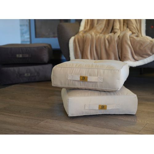 Pouf En Velours 40 X 40 X 14 Cm Ensemble De 2 - Gris Clair