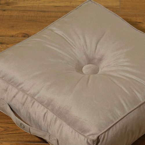 Pouf En Velours 40 X 40 X 14 Cm Ensemble De 2 - Gris Clair