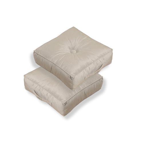 Pouf En Velours 40 X 40 X 14 Cm Ensemble De 2 - Gris Clair