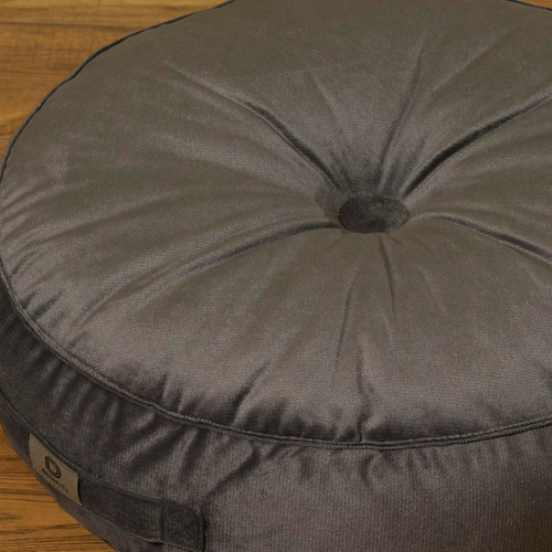 Pouf En Velours Diamètre 50 Ensemble De 2 - Gris Foncé