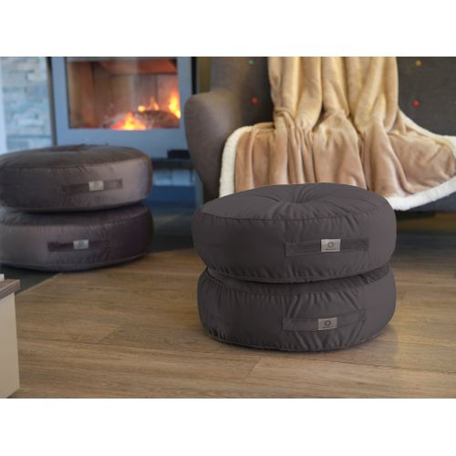 Pouf En Velours Diamètre 50 Ensemble De 2 - Gris Foncé