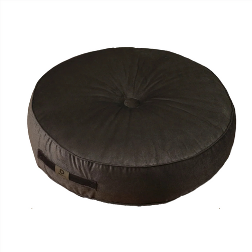 Pouf En Velours Diamètre 50 Ensemble De 2 - Gris Foncé