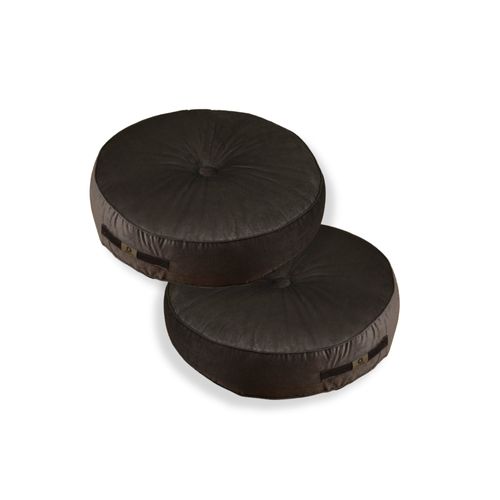 Pouf En Velours Diamètre 50 Ensemble De 2 - Gris Foncé