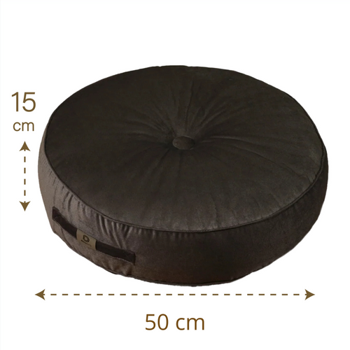 Pouf En Velours Diamètre 50 Ensemble De 2 - Gris Foncé