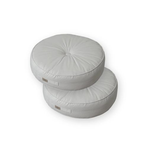 Pouf En Velours Diamètre 50 Ensemble De 2 - Gris Clair