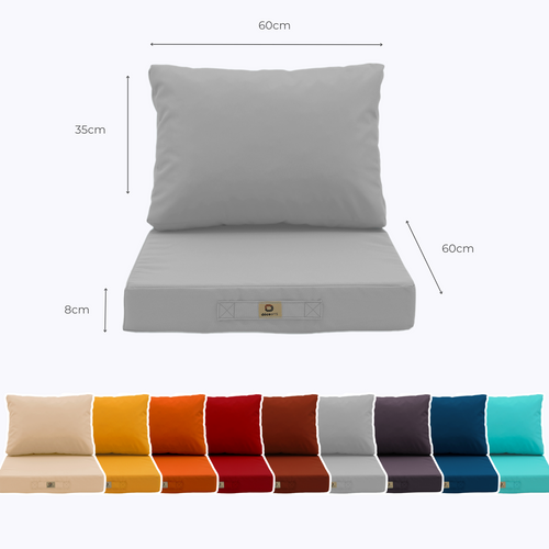 Coussins Pour Salon De Jardin Déhoussable 60x60cm Gris Galet