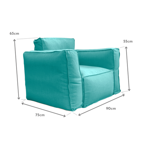 Fauteuil Salon De Jardin Modulable 90x75x65cm Bleu