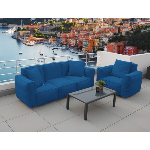 Fauteuil Salon De Jardin Modulable 90x75x65cm Bleu