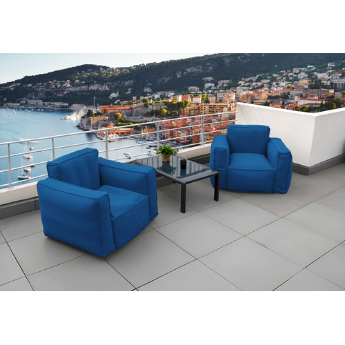 Fauteuil Salon De Jardin Modulable 90x75x65cm Bleu