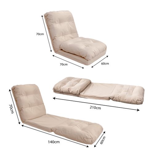 Fauteuil Convertible Réglable à 6 Positions 70x60cm Beige