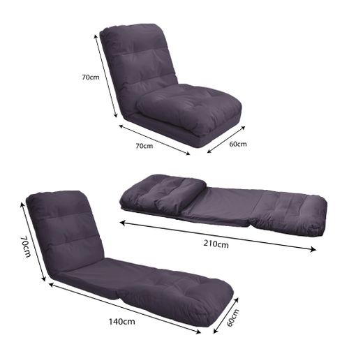 Fauteuil Convertible  Réglable à 6 Positions 70x60cm Gris Foncé