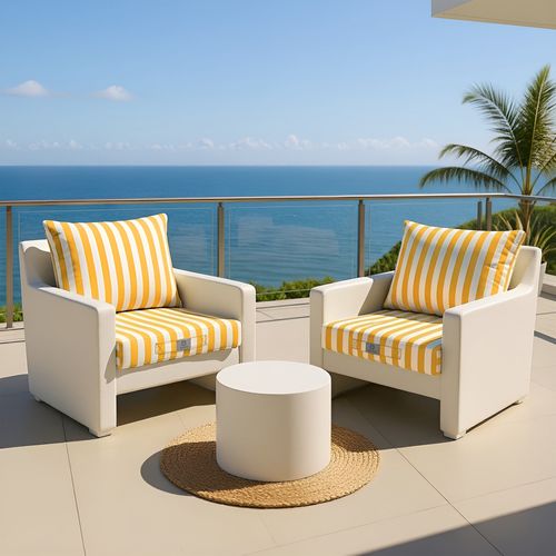 Coussins Pour Salon De Jardin Déhoussable 50x50cm Rayure Jaunes