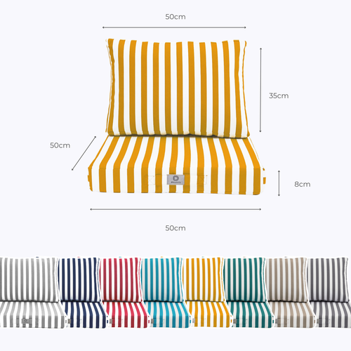 Coussins Pour Salon De Jardin Déhoussable 50x50cm Rayure Jaunes
