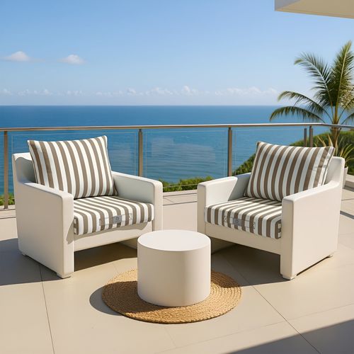 Coussins Pour Salon De Jardin Déhoussable 50x50cm Rayure Beige