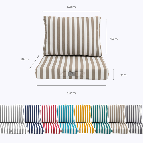 Coussins Pour Salon De Jardin Déhoussable 50x50cm Rayure Beige