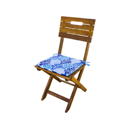 Lot De 4 Galettes De Chaise Motif Feuillage Bleu 35x35 Cm