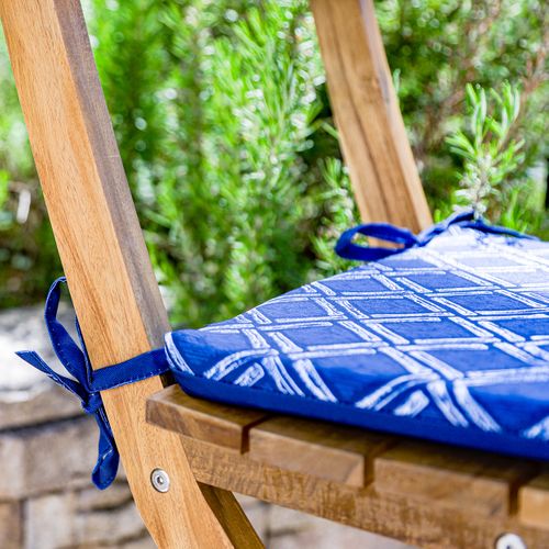 Lot De 4 Galettes De Chaise Motif Nautique Bleu 35x35 Cm