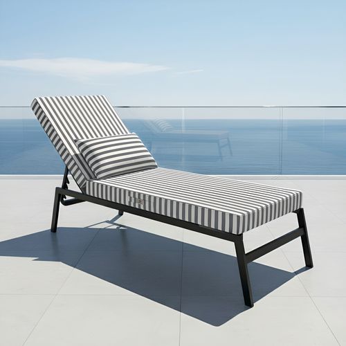 Coussin Bain De Soleil Premium Avec Coussin - Rayures Gris Foncés