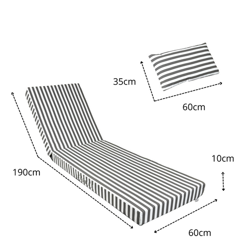 Coussin Bain De Soleil Premium Avec Coussin - Rayures Gris Foncés