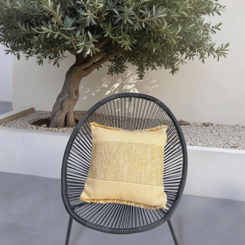 Housse De Coussin Effet Raphia - Carré - 45x45cm - à Bande