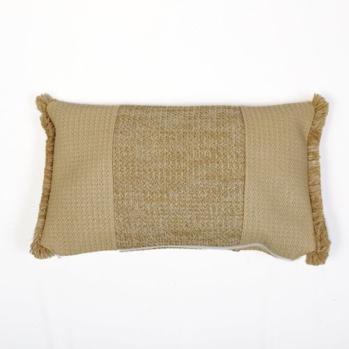 Housse De Coussin Effet Raphia - Rectangle - 50x30cm - Beige Et Noir