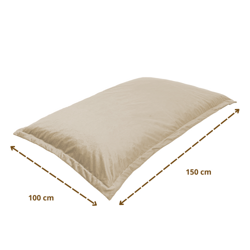 Pouf Intérieur XL - Housse Velours - 150x100cm  - Crême