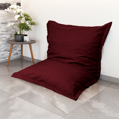 Pouf Intérieur XL - Housse Effet Lin - 150x100cm - Prune