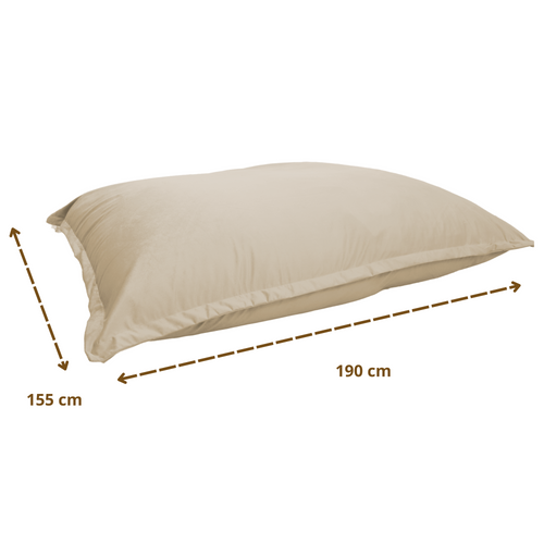 Pouf Intérieur XXL - Housse Velours - 190x155cm  - Crême