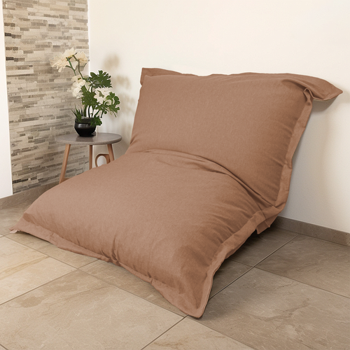 Pouf Intérieur XXL - Housse Effet Lin - 190x155cm  - Marron