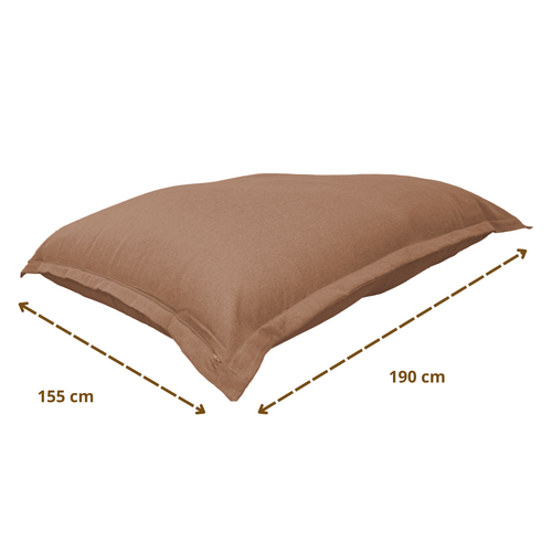 Pouf Intérieur XXL - Housse Effet Lin - 190x155cm  - Marron