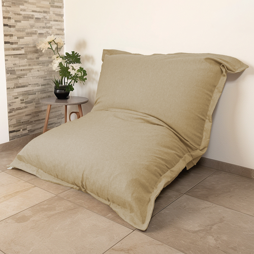 Pouf Intérieur XXL - Housse Effet Lin - 190x155cm - Beige