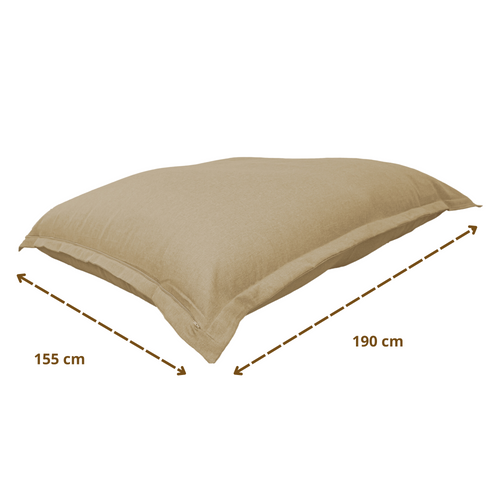 Pouf Intérieur XXL - Housse Effet Lin - 190x155cm - Beige