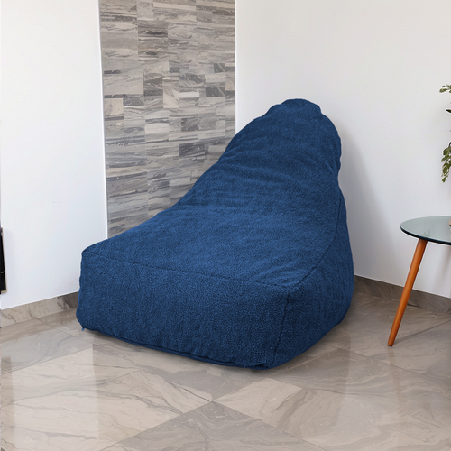 Pouf Fauteuil XXL Tissu Sherpa - 120x70x90 Cm - Bleu