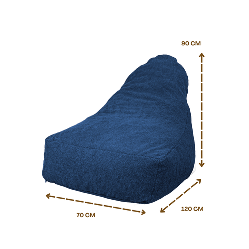 Pouf Fauteuil XXL Tissu Sherpa - 120x70x90 Cm - Bleu