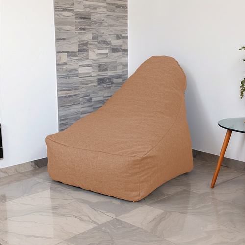 Pouf Fauteuil XXL Tissu Effet Lin - 120x70x90 Cm - Marron