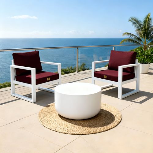 Coussins Pour Fauteuil Effet Lin Déhoussable 50x50cm Prune