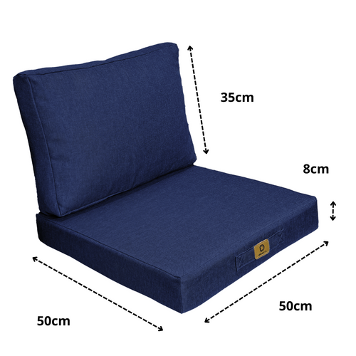 Coussins Pour Fauteuil Effet Lin Déhoussable 50x50cm Bleu Indigo