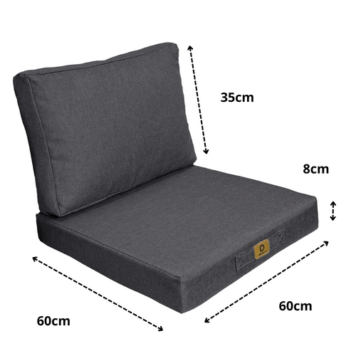Coussins Pour Fauteuil Effet Lin Déhoussable 60x60cm Gris Chiné