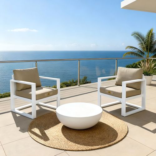 Coussins Pour Fauteuil Effet Lin Déhoussable 60x60cm Beige