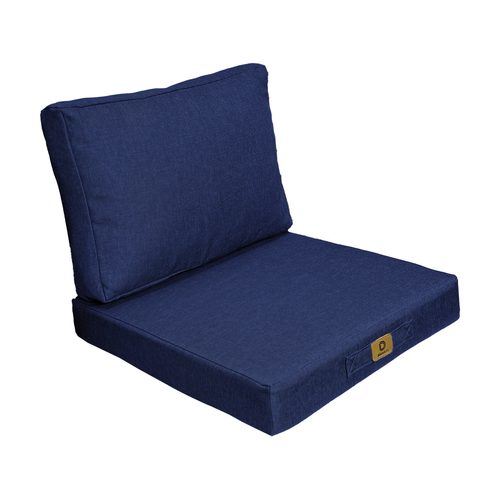 Coussins Pour Fauteuil Effet Lin Déhoussable 60x60cm Bleu Indigo