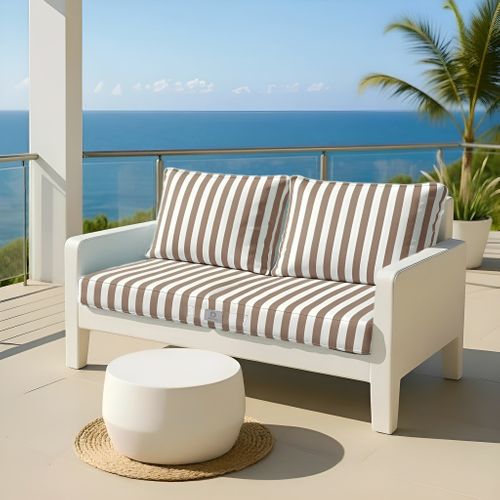 Coussins Pour Salon De Jardin Déhoussable 120x60cm Rayure Beige