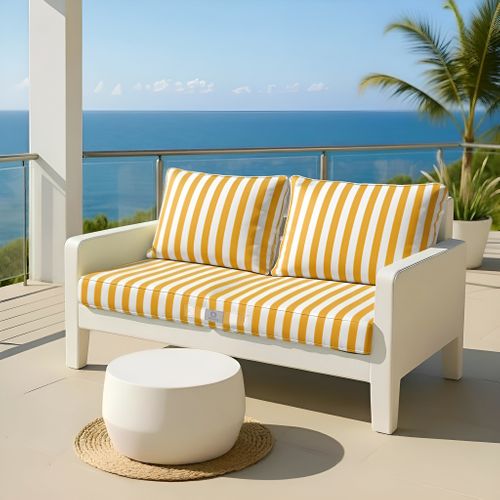 Coussins Pour Salon De Jardin Déhoussable 100x50cm Rayure Jaunes