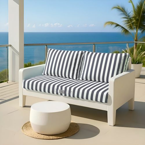 Coussins Pour Salon De Jardin Déhoussable 100x50cm Rayure Gris Foncé