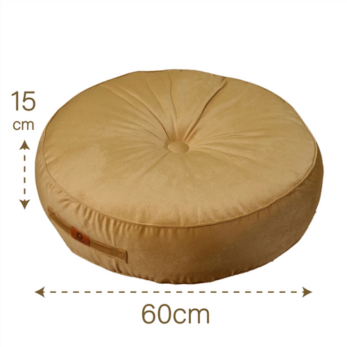 Pouf En Velours Diamètre 60 Ensemble De 2 - Beige
