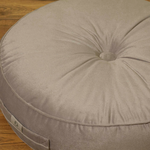 Pouf En Velours Diamètre 60 Ensemble De 2 - Gris Clair