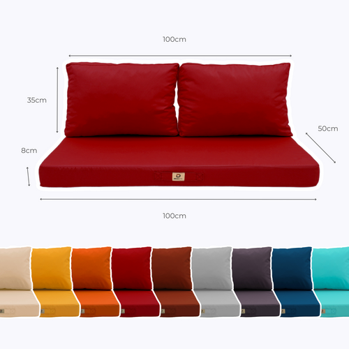 Coussins Pour Salon De Jardin Déhoussable 100x50cm Rouge