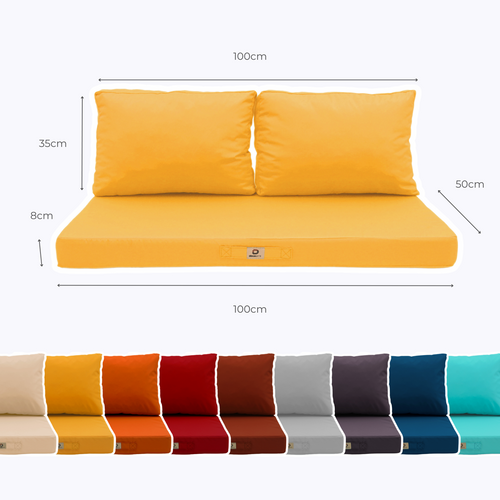 Coussins Pour Salon De Jardin Déhoussable 100x50cm Jaune