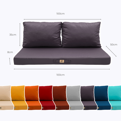 Coussins Pour Salon De Jardin Déhoussable 100x50cm Gris Carbone