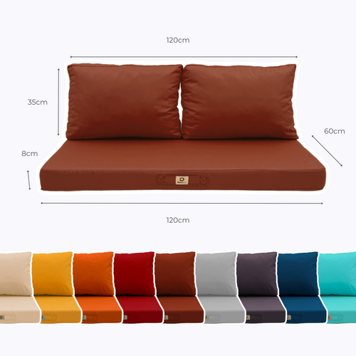 Coussins Pour Salon De Jardin Déhoussable 120x60cm Terracotta